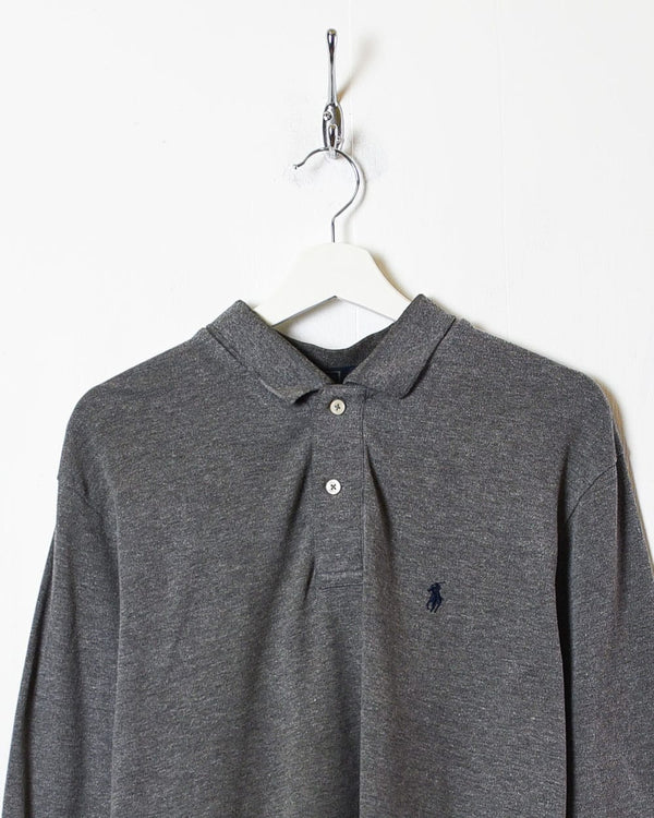 Grey Polo Ralph Lauren Long Sleeved Polo Shirt - Medium