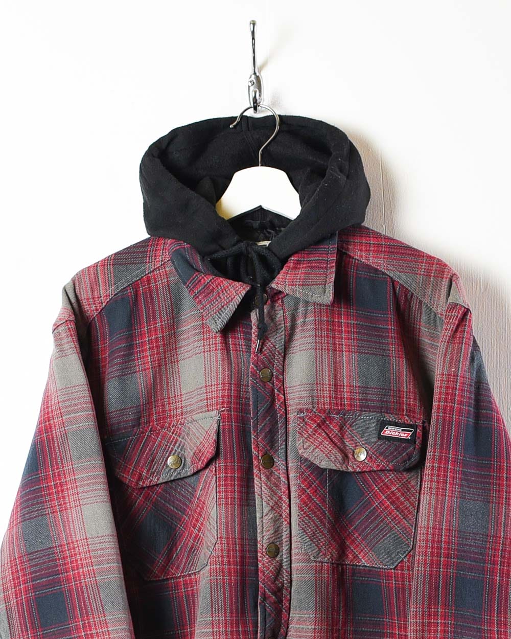 Red Dickies Hooded Flannel Overshirt Jacket - Medium