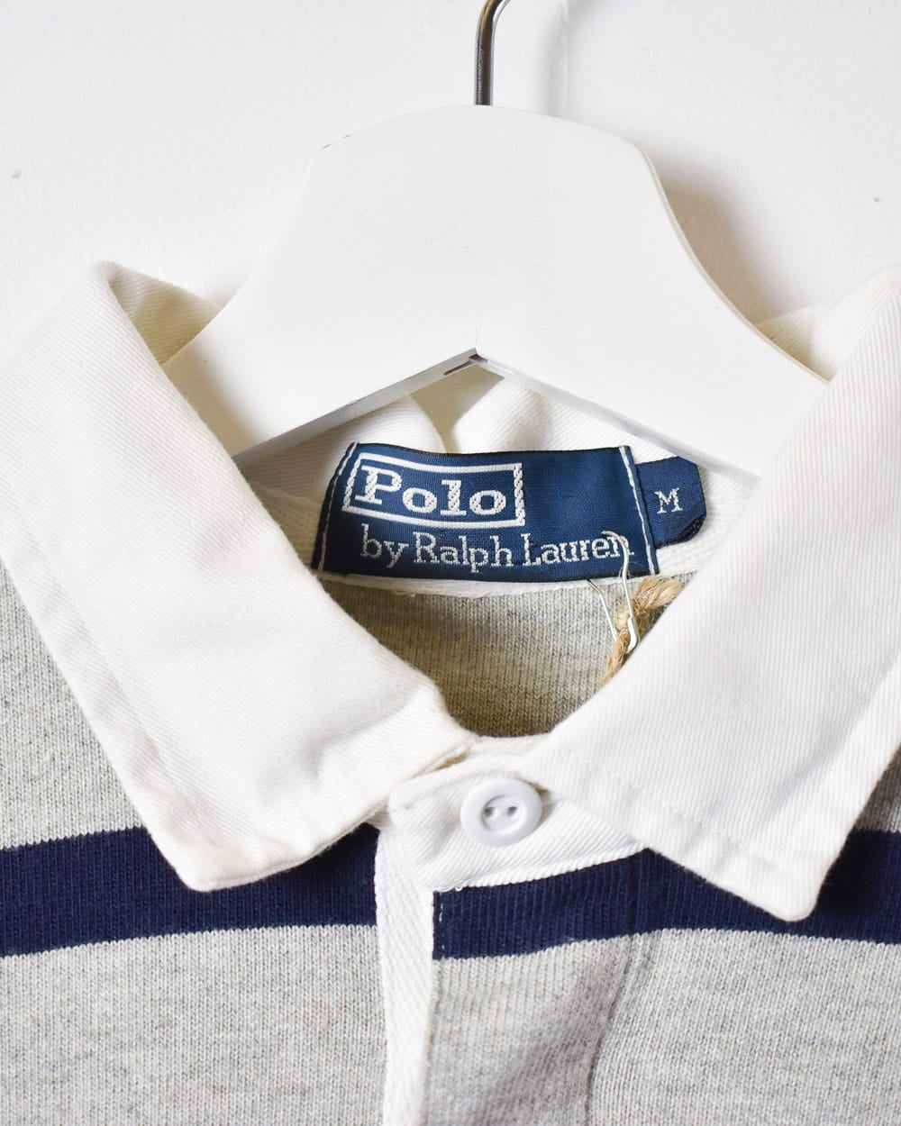 Stone Polo Ralph Lauren Striped Rugby Shirt - Medium
