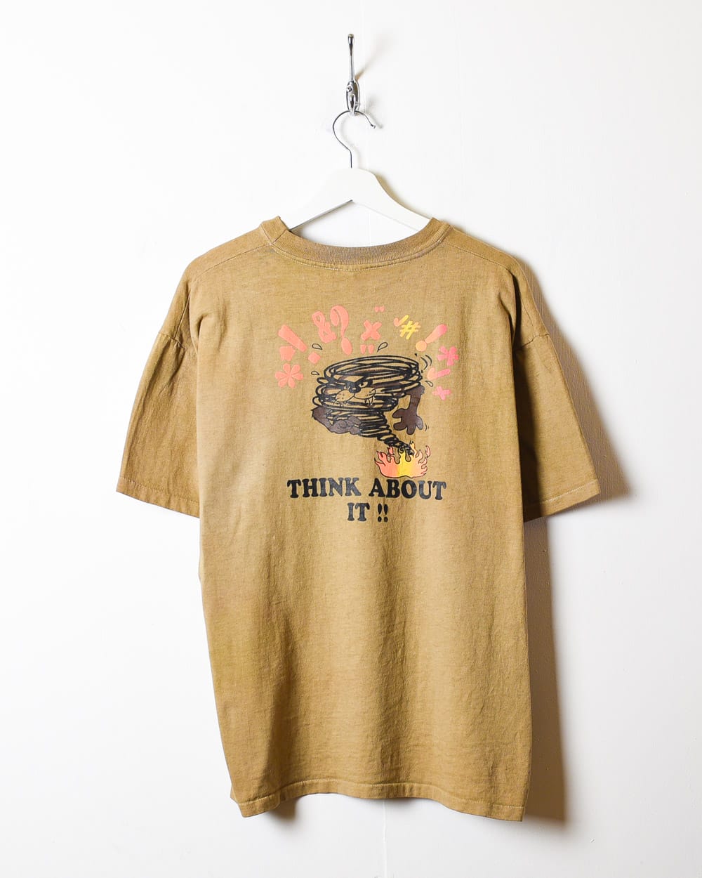 Brown Tasmanian Devil Think About It Single Stitch T-Shirt - Medium