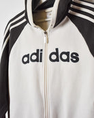 White Adidas Zip-Through Hoodie - Small