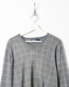 Grey Polo Ralph Lauren Checked Sweatshirt - Small