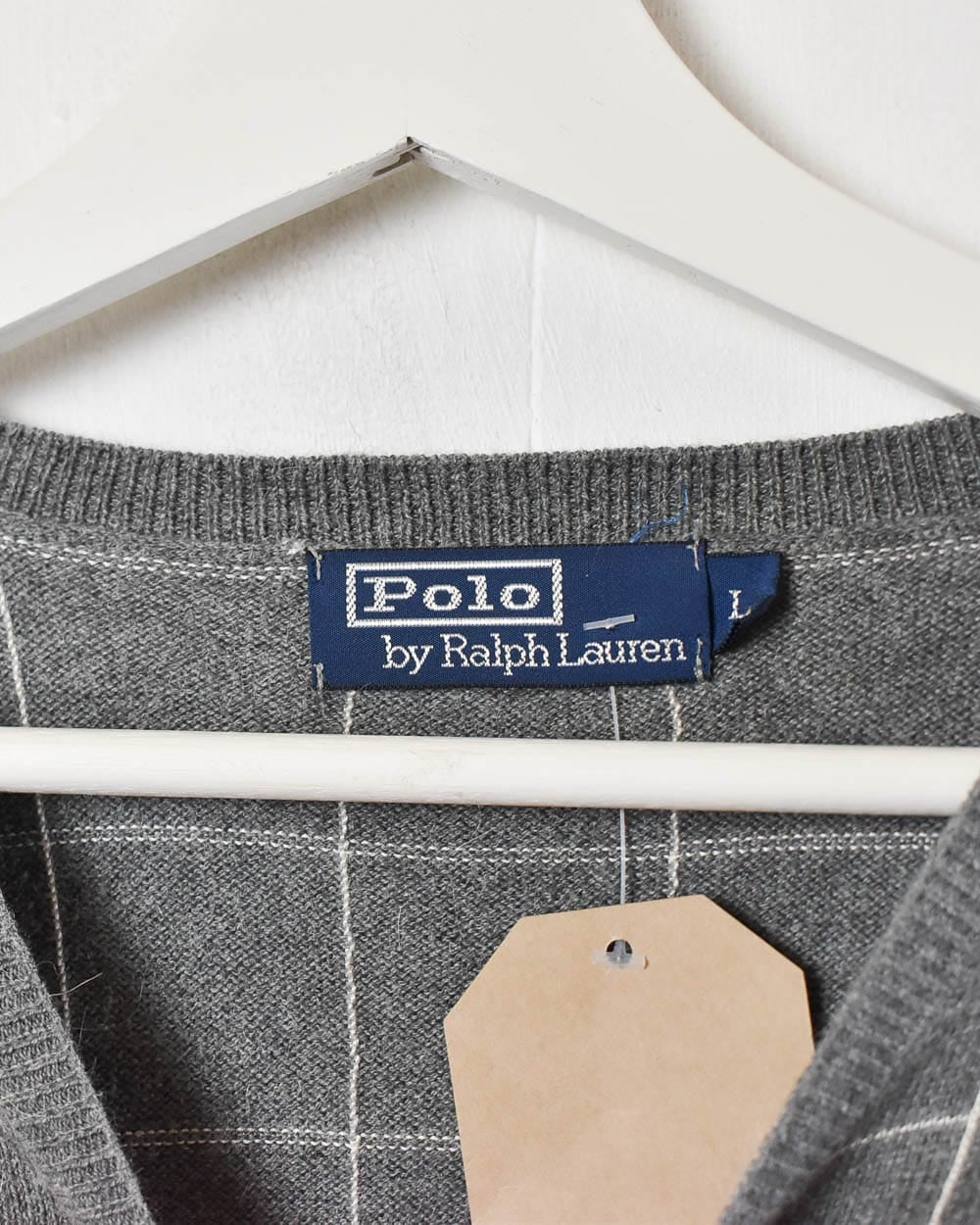 Grey Polo Ralph Lauren Checked Sweatshirt - Small