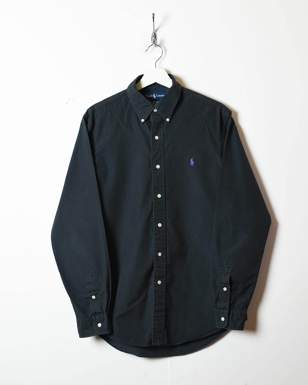 Vintage 90s Black Polo Ralph Lauren Shirt - Medium Cotton– Domno