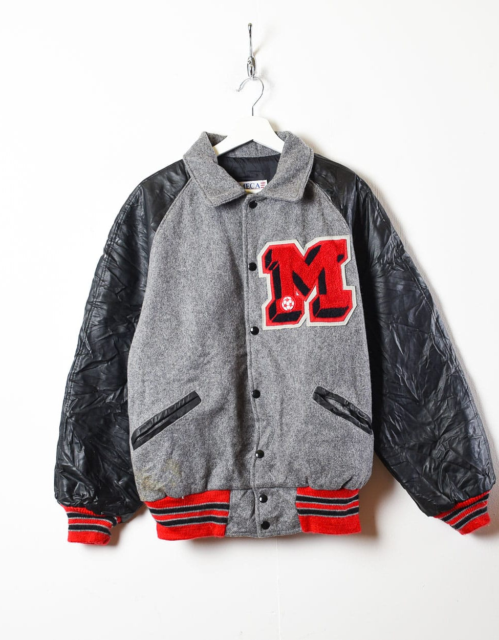 Grey Mega Sportswear Wool Varsity Jacket - Large