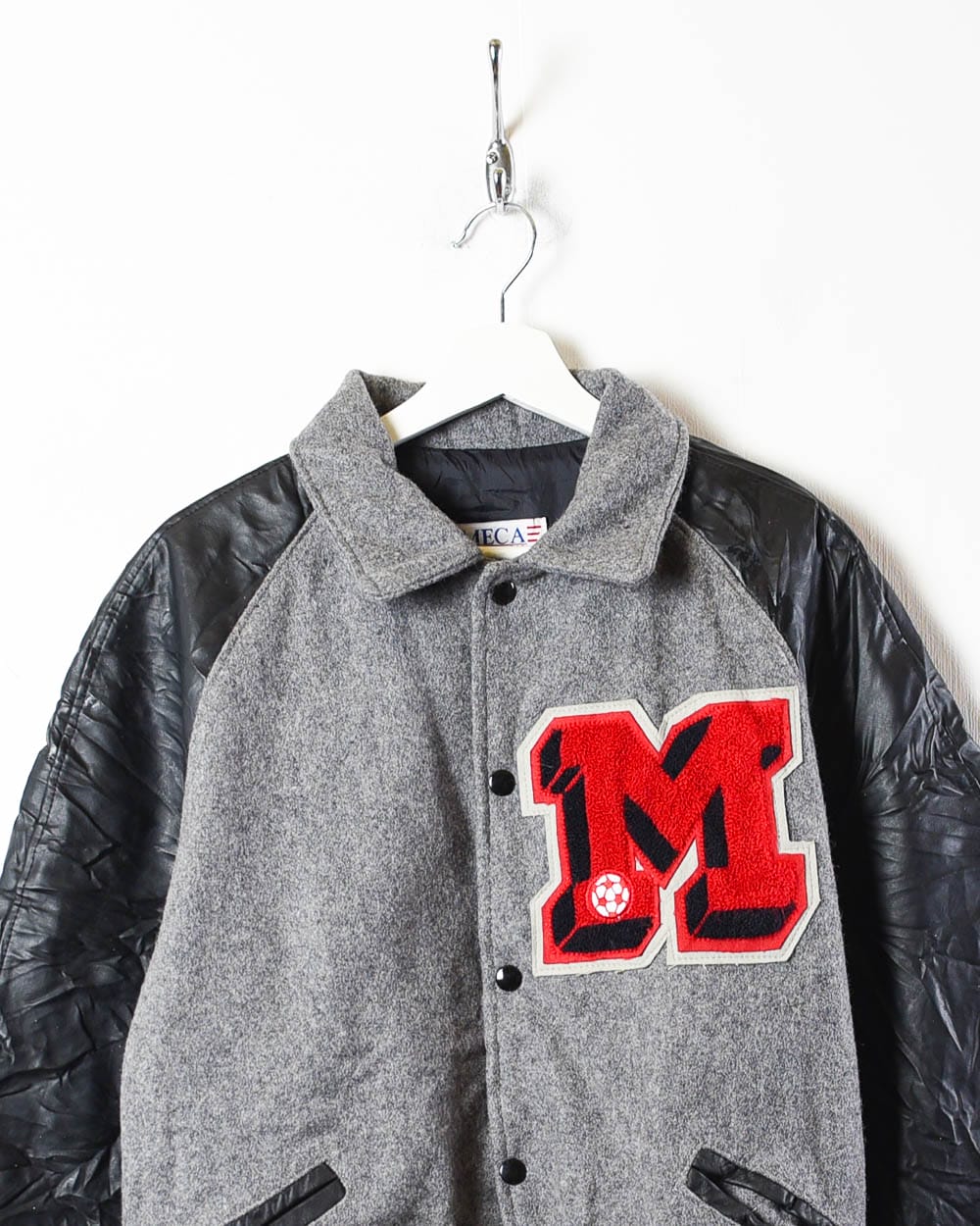 Grey Mega Sportswear Wool Varsity Jacket - Large
