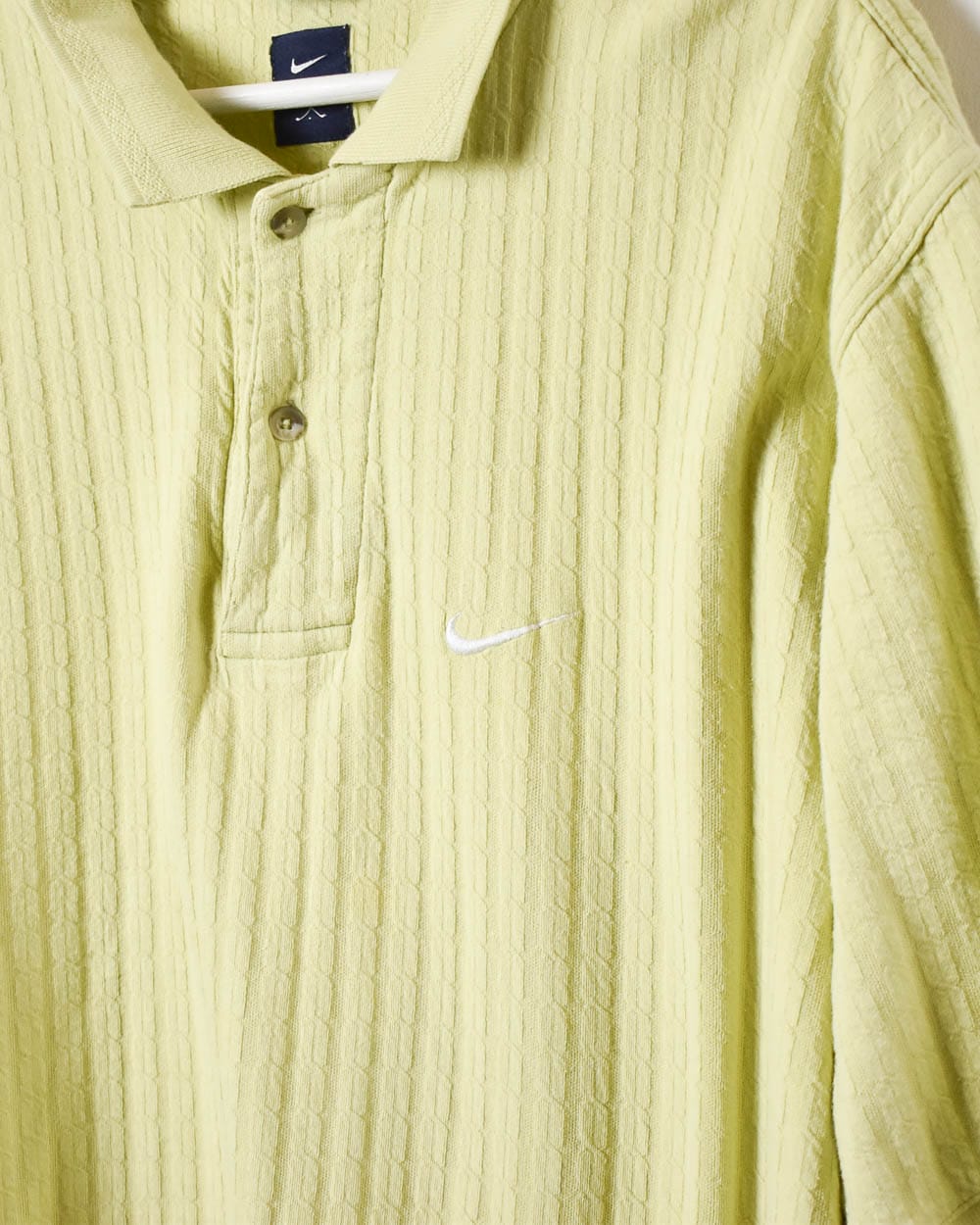 Yellow Nike Textured Polo Shirt - Large