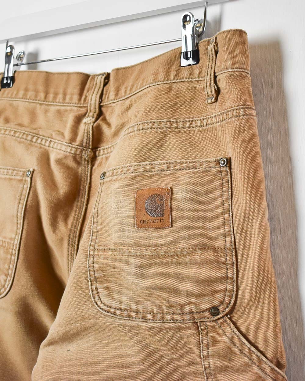 Vintage 90s Neutral Carhartt Union Made Heart Cuffed Carpenter Jeans W34 L31 Cotton Domno Vintage