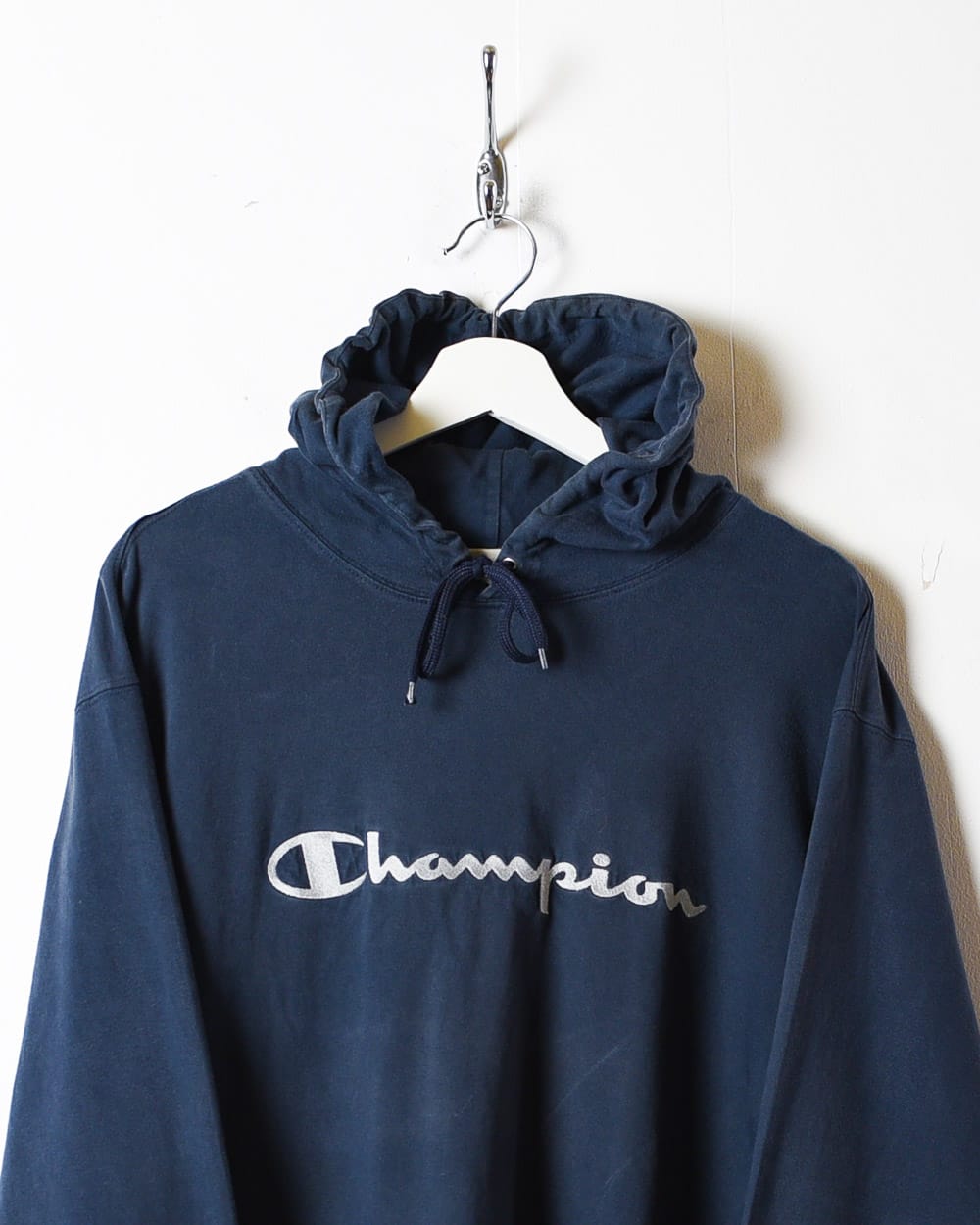 Navy Champion Hooded Long Sleeved T-Shirt - X-Large