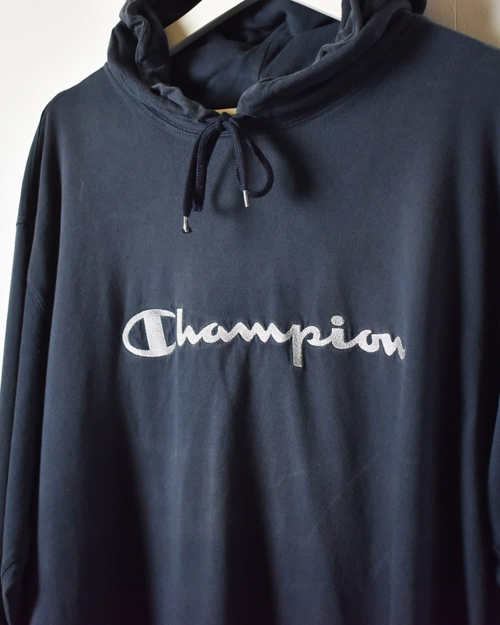 Navy Champion Hooded Long Sleeved T-Shirt - X-Large