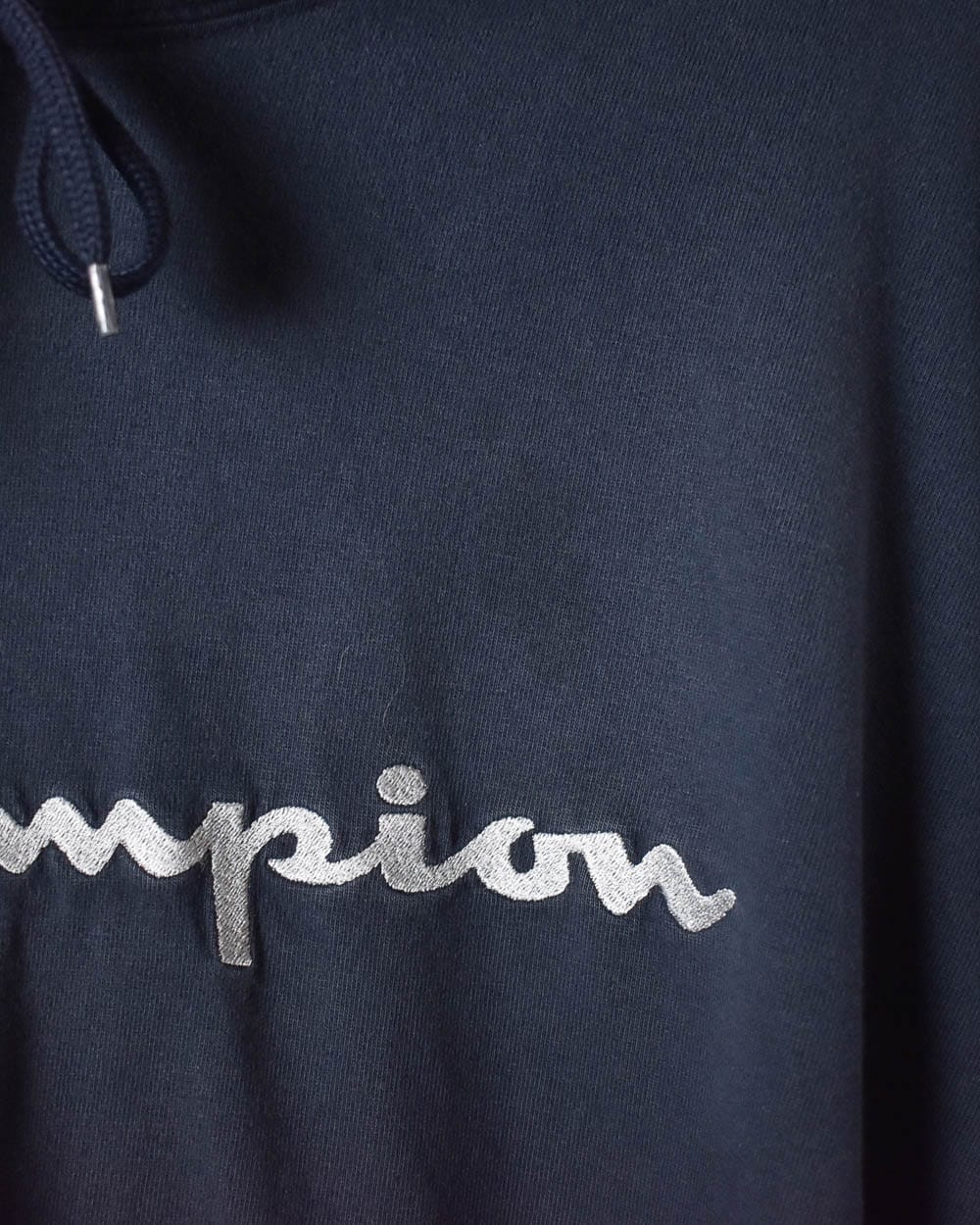 Navy Champion Hooded Long Sleeved T-Shirt - X-Large