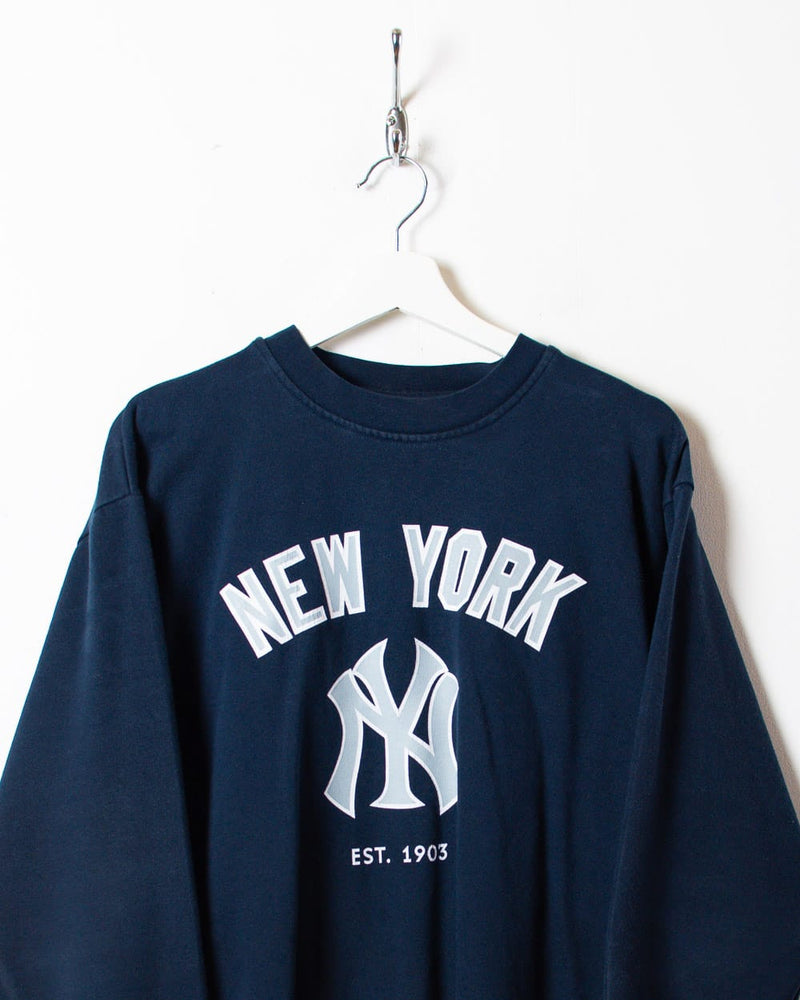 Vintage New York Yankees Hoodie Grey Ladies Medium - Cloak Vintage
