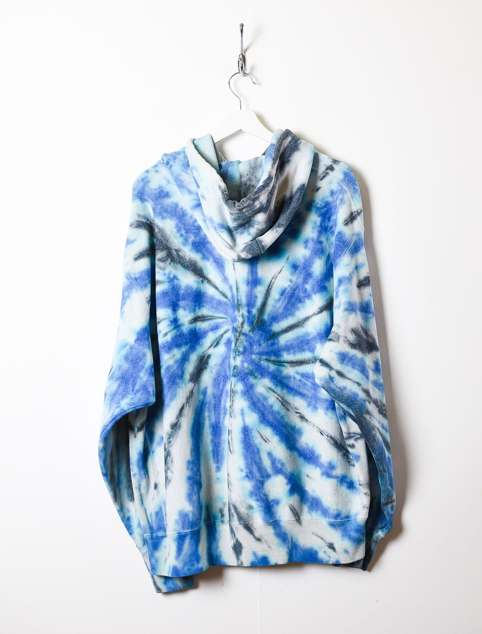Blue Champion Reverse Weave Tie-Dyed Hoodie - XX-Large