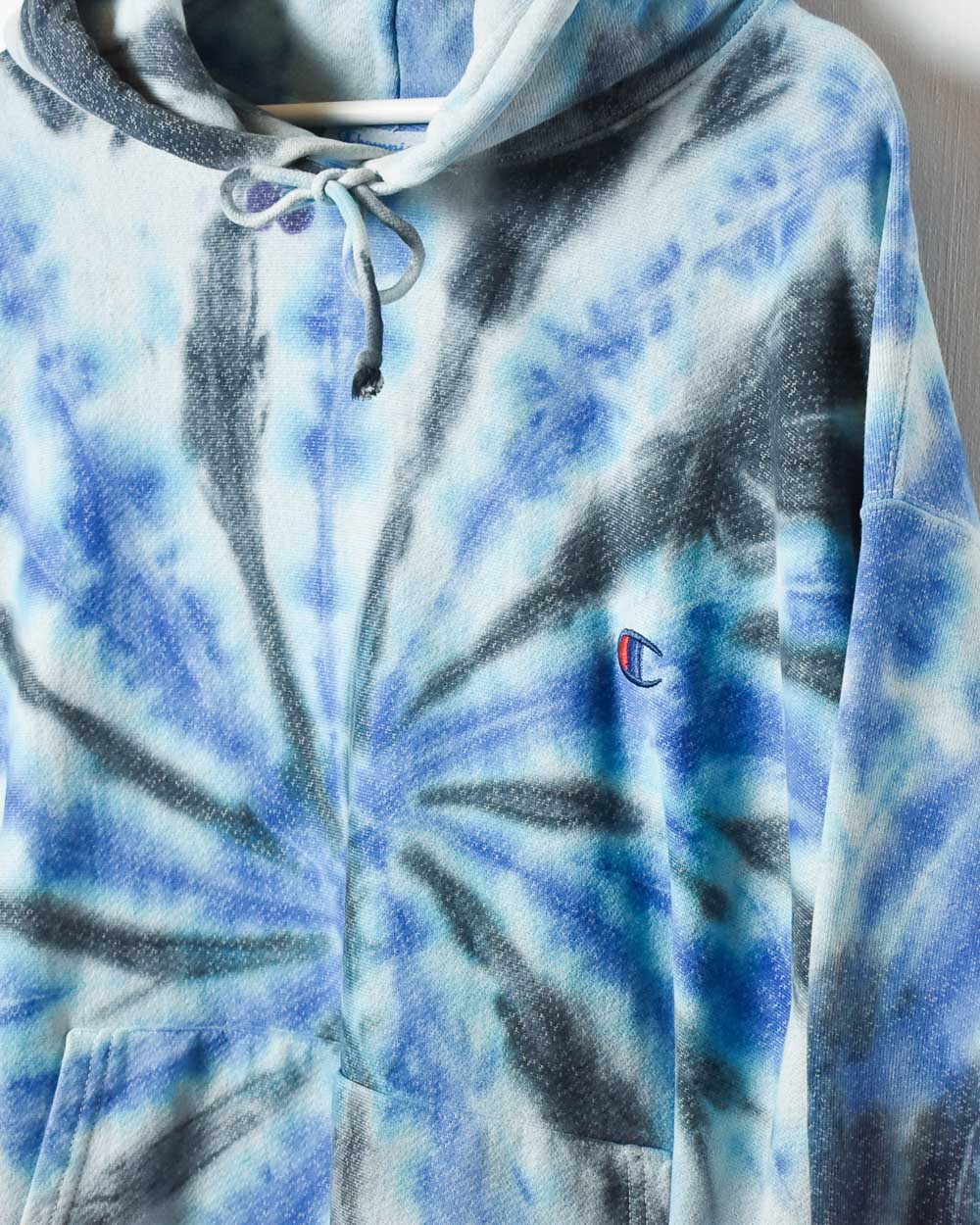 Blue Champion Reverse Weave Tie-Dyed Hoodie - XX-Large