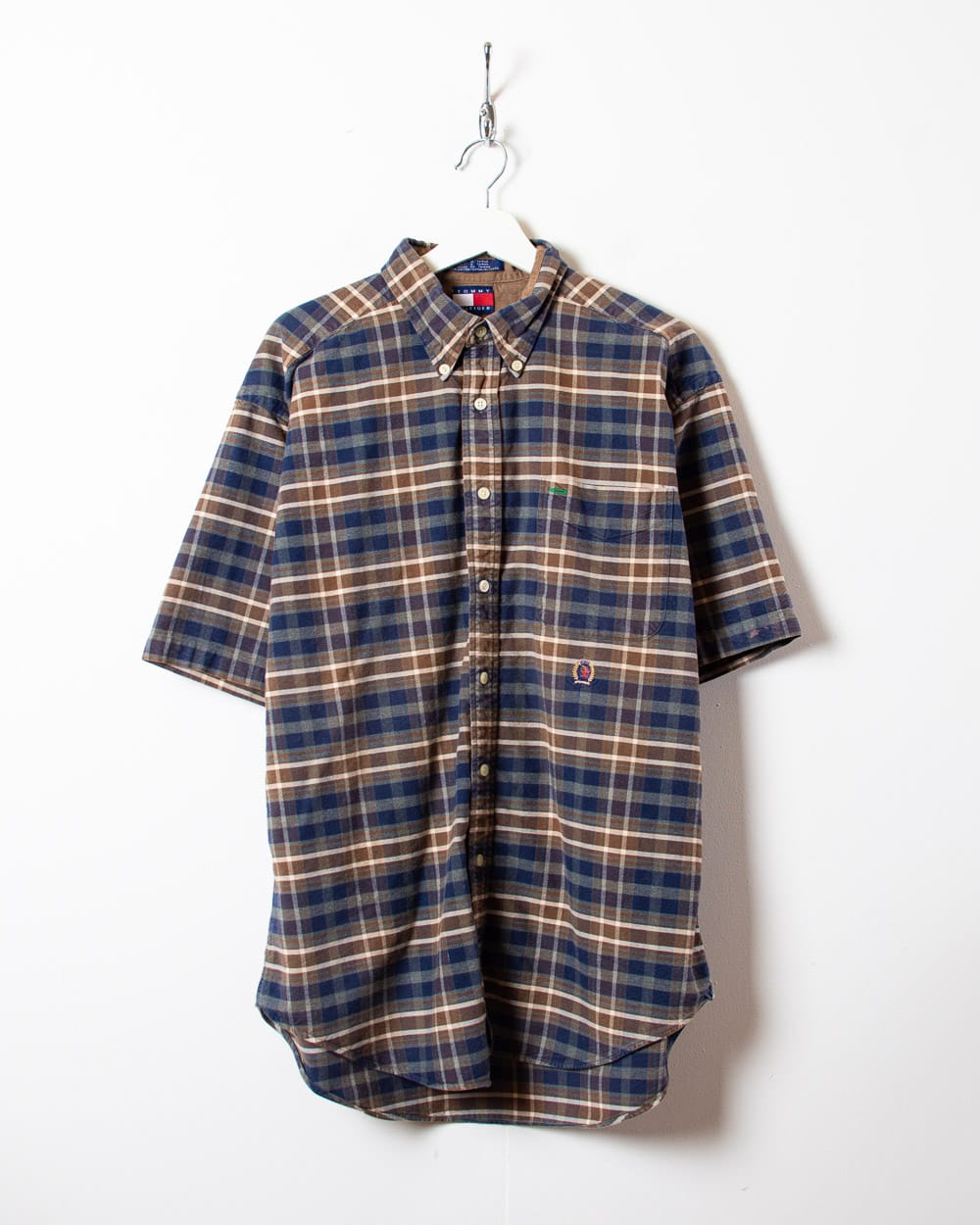 Brown Tommy Hilfiger Checked Short Sleeved Shirt - Large