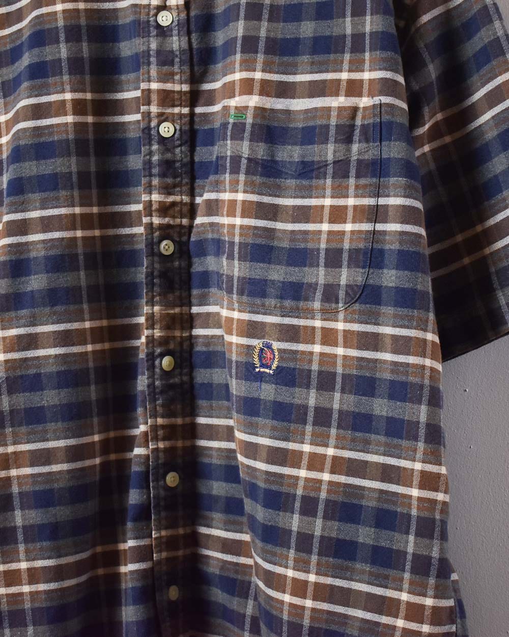 Brown Tommy Hilfiger Checked Short Sleeved Shirt - Large