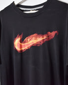 Black Nike Flaming Swoosh T-Shirt - Large