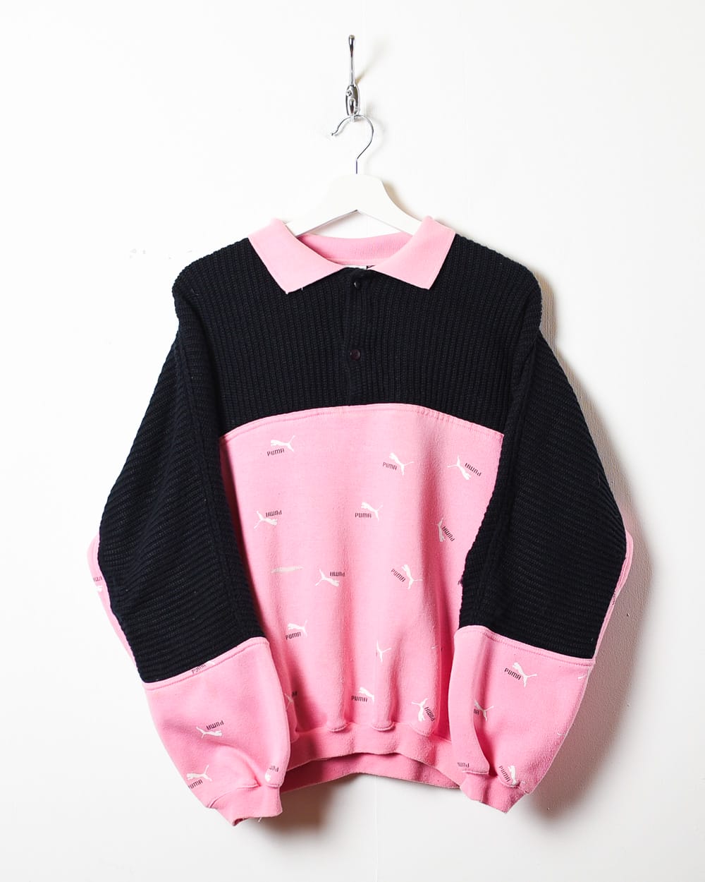 Pink Puma Collared Sweatshirt - Medium Women's