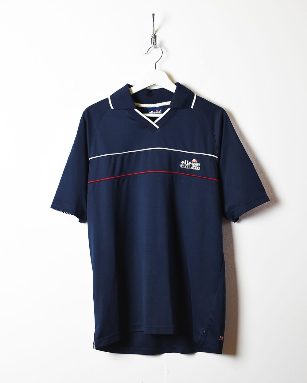 Navy Ellesse Italia Collared T-Shirt - Medium