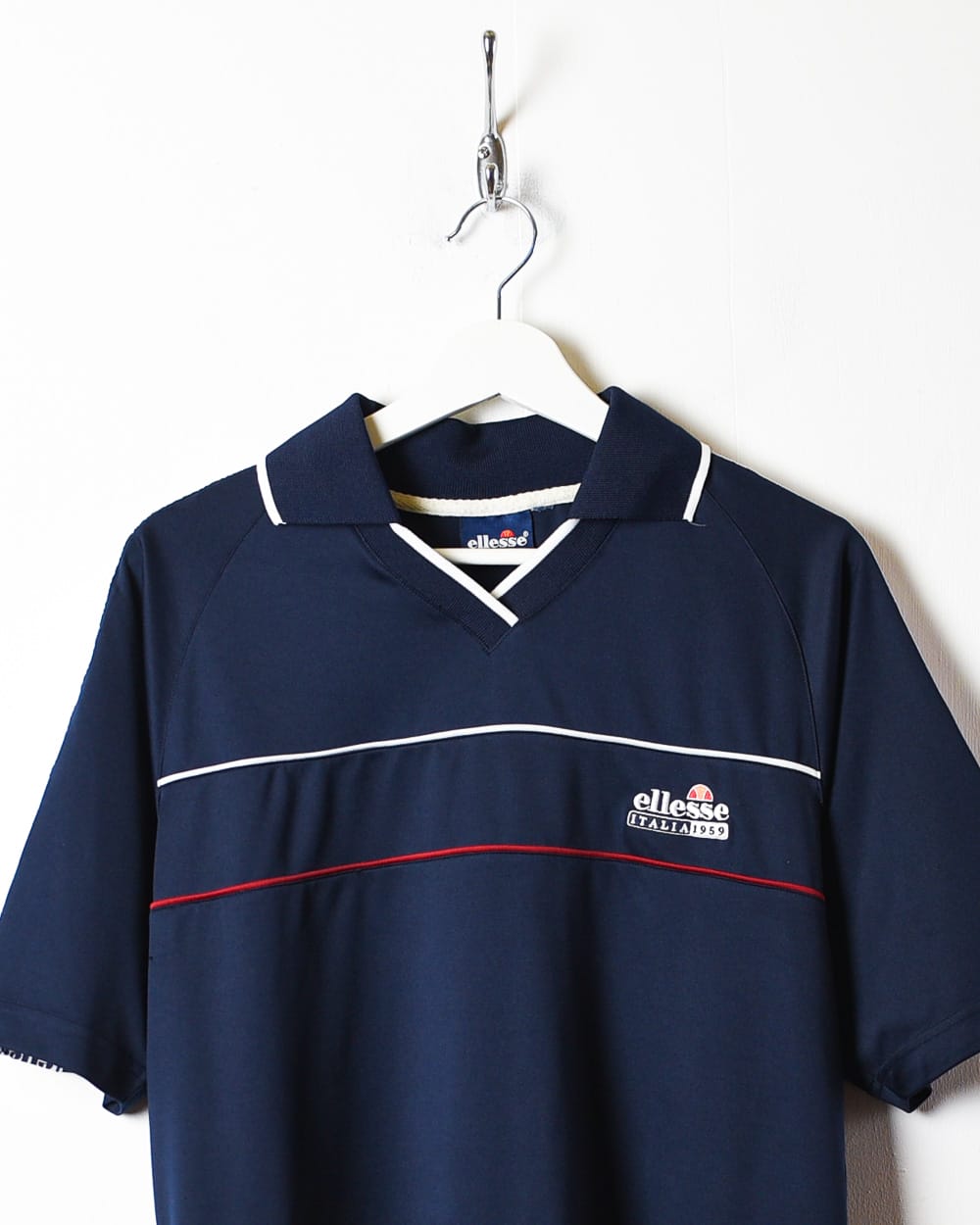 Navy Ellesse Italia Collared T-Shirt - Medium