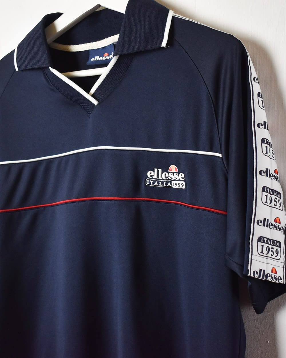 Navy Ellesse Italia Collared T-Shirt - Medium