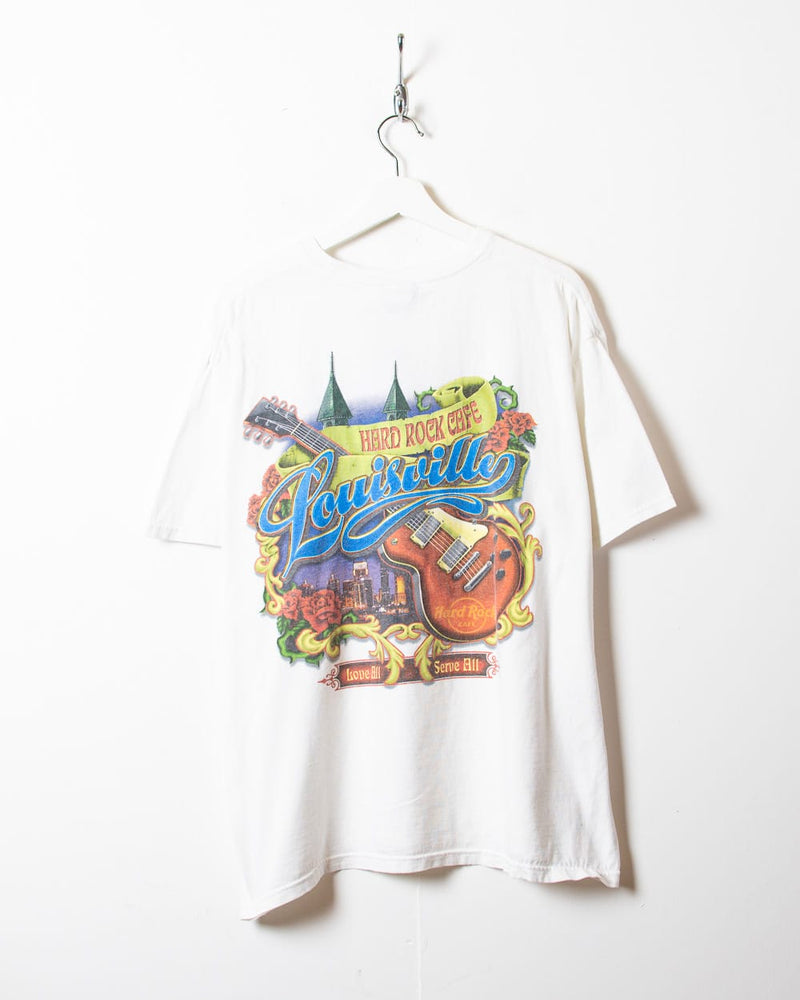 Vintage 00s White Hard Rock Cafe Louisville T-Shirt - Large Cotton