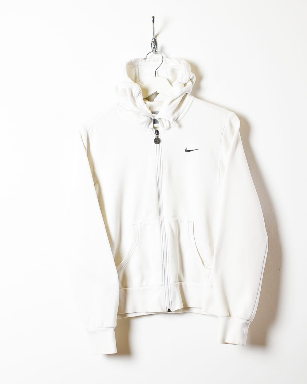 White Nike Zip-Through Hoodie - Medium Women's