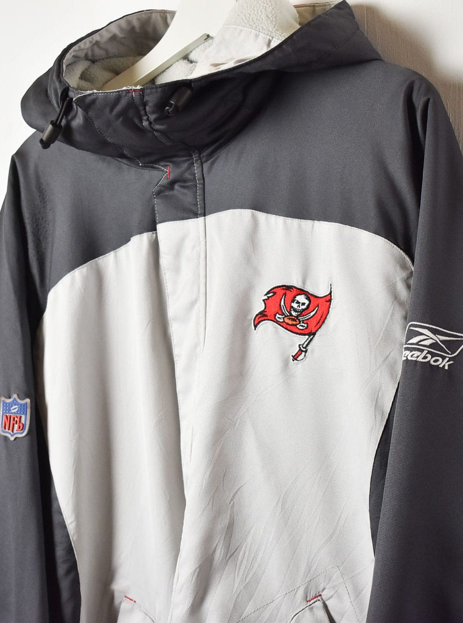 Stone Reebok NFL Tampa Bay Buccaneers Fleece Lined Hooded Coat - Large