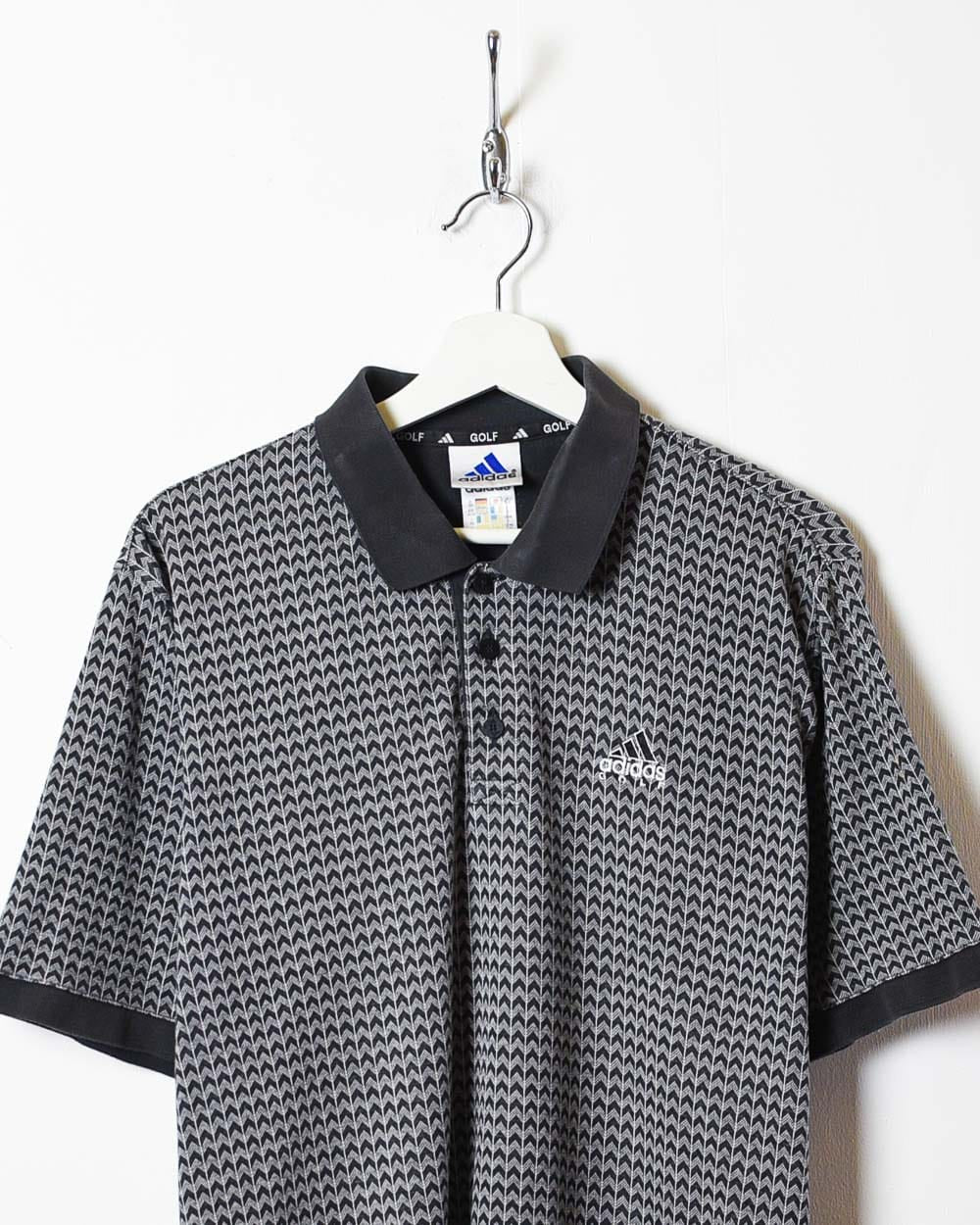 Vintage 90s Grey Adidas Golf All-Over Print Polo Shirt