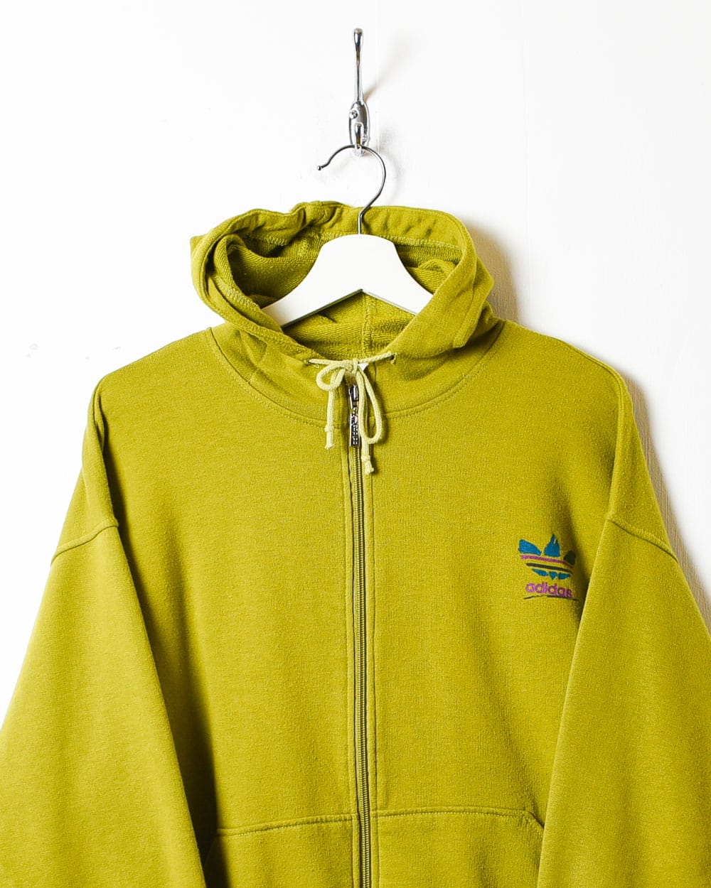 Vintage 90s Green Adidas Zip Through Hoodie Small Cotton mix Domno Vintage