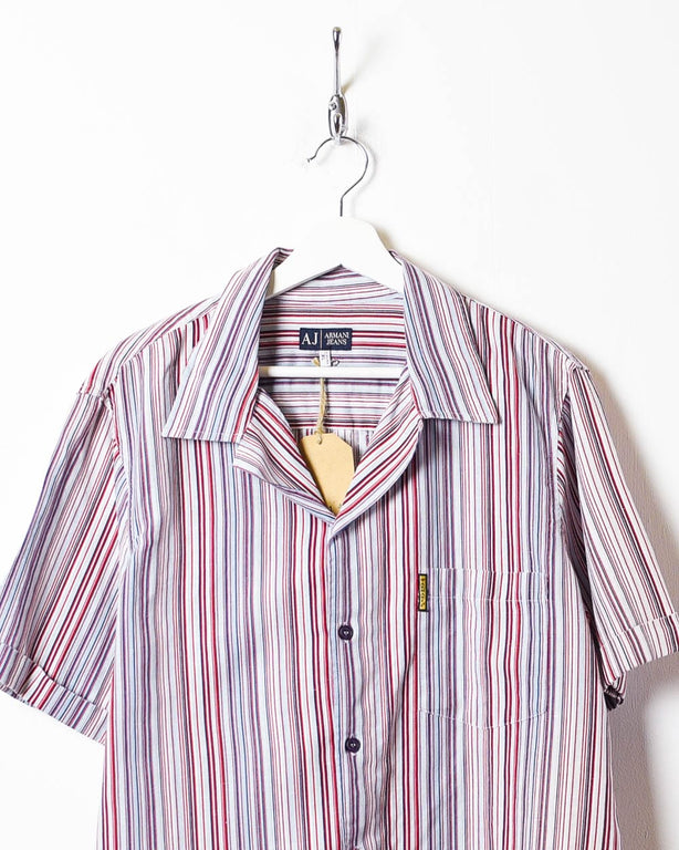 Multicolour Armani Jeans Striped Short Sleeved Shirt - X-Large