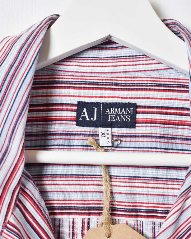 Multicolour Armani Jeans Striped Short Sleeved Shirt - X-Large