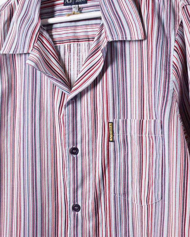 Multicolour Armani Jeans Striped Short Sleeved Shirt - X-Large