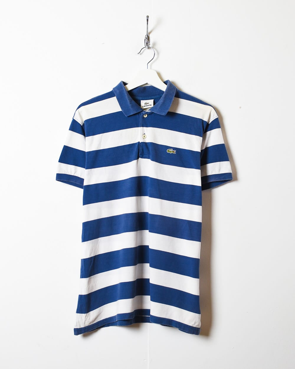 Navy Lacoste Striped Polo Shirt - Large