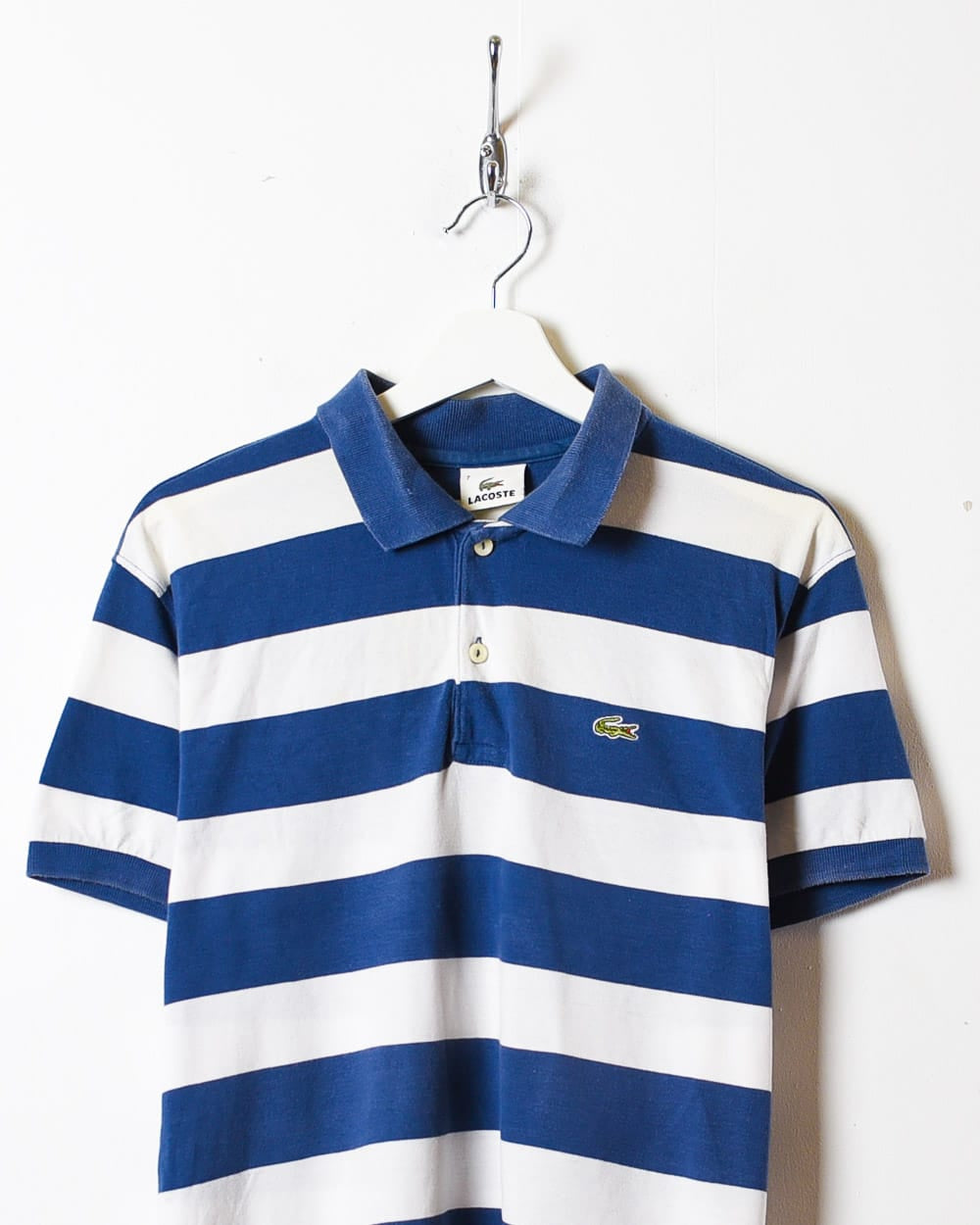 Navy Lacoste Striped Polo Shirt - Large