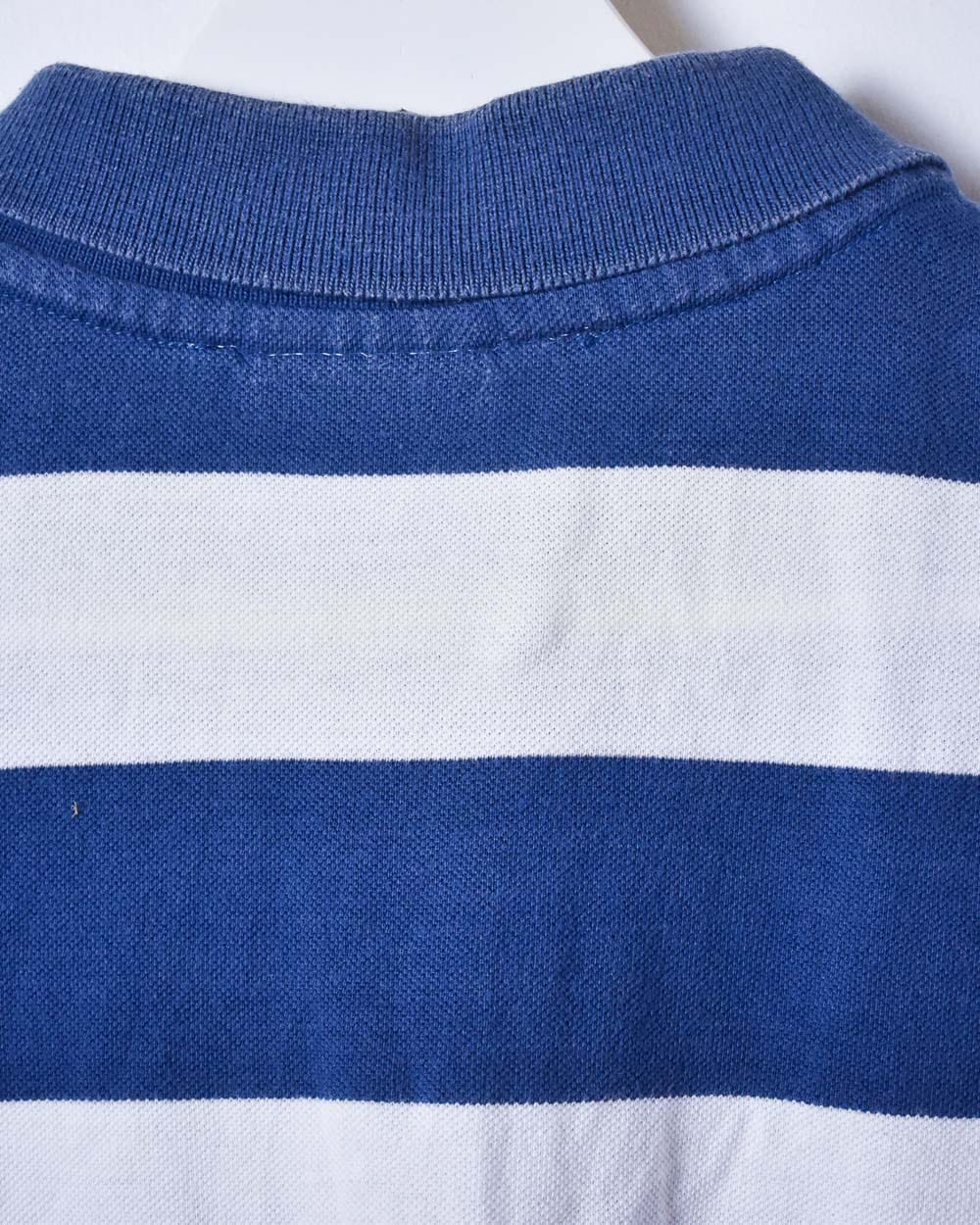 Navy Lacoste Striped Polo Shirt - Large