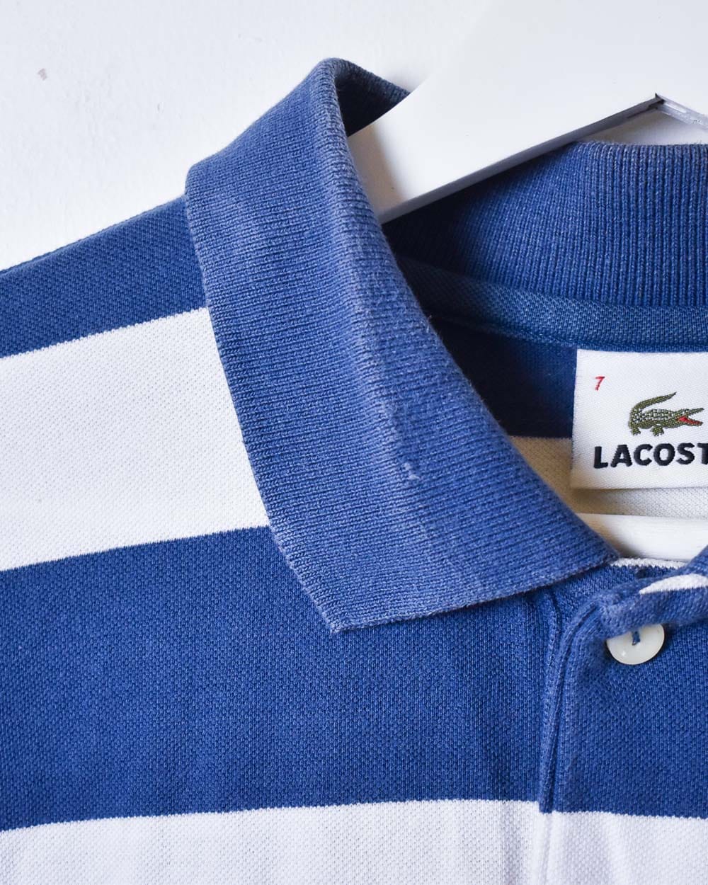 Navy Lacoste Striped Polo Shirt - Large