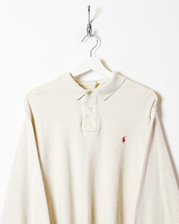 Neutral Polo Ralph Lauren Long Sleeved Polo Shirt - Large