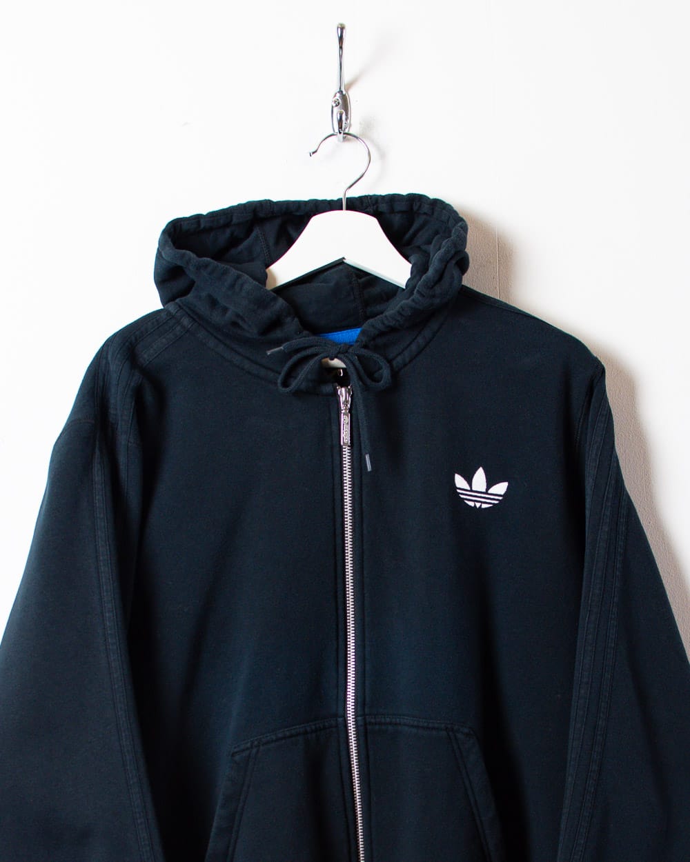 Black Adidas Zip-Through Hoodie - Large