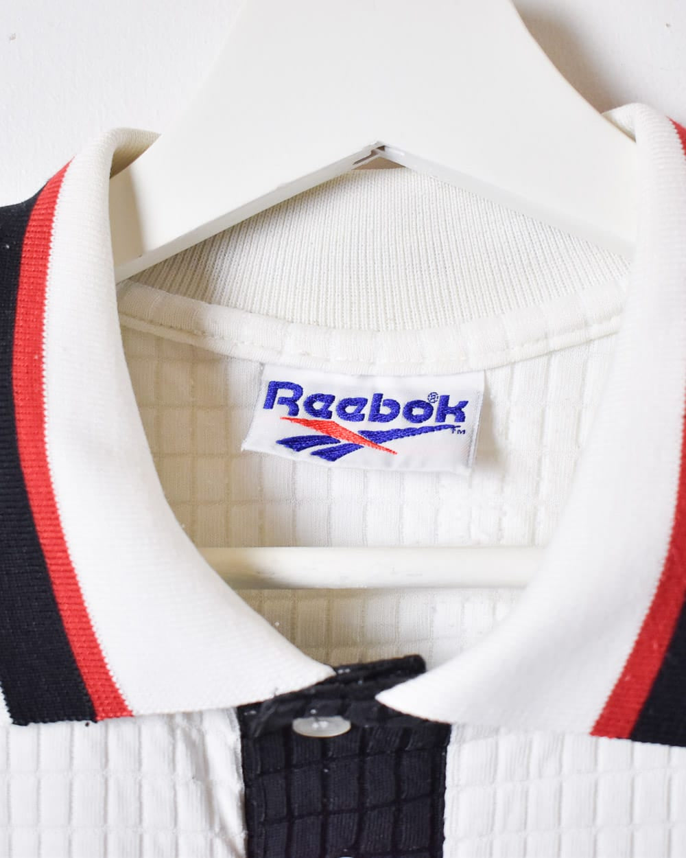 White Reebok Textured Polo Shirt - Large