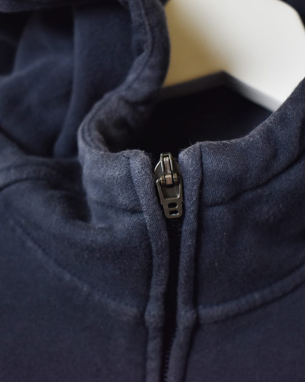Navy Adidas High Neck Zip-Through Hoodie - Medium Women's