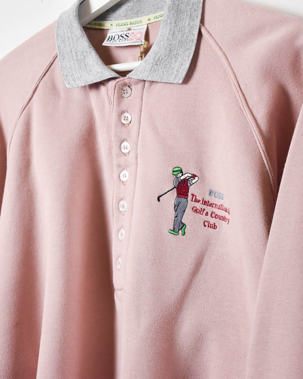 Pink Hugo Boss The International Golf & Country Club Collared Sweatshirt - Small