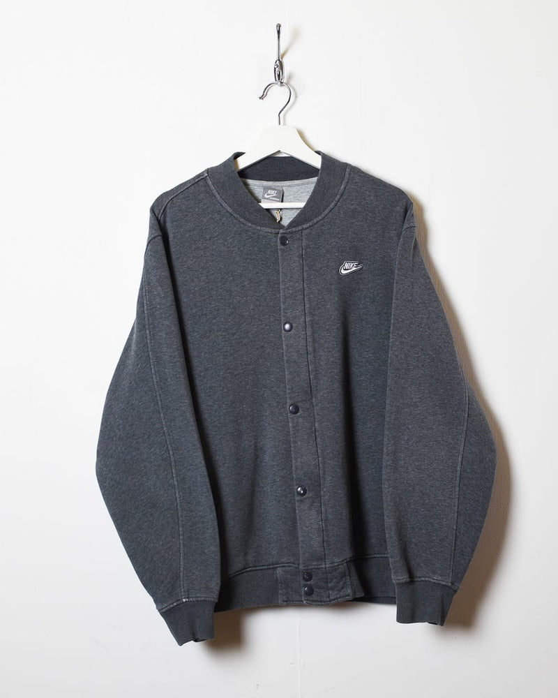 Grey Nike Sweatshirt Varsity Jacket - X-Large
