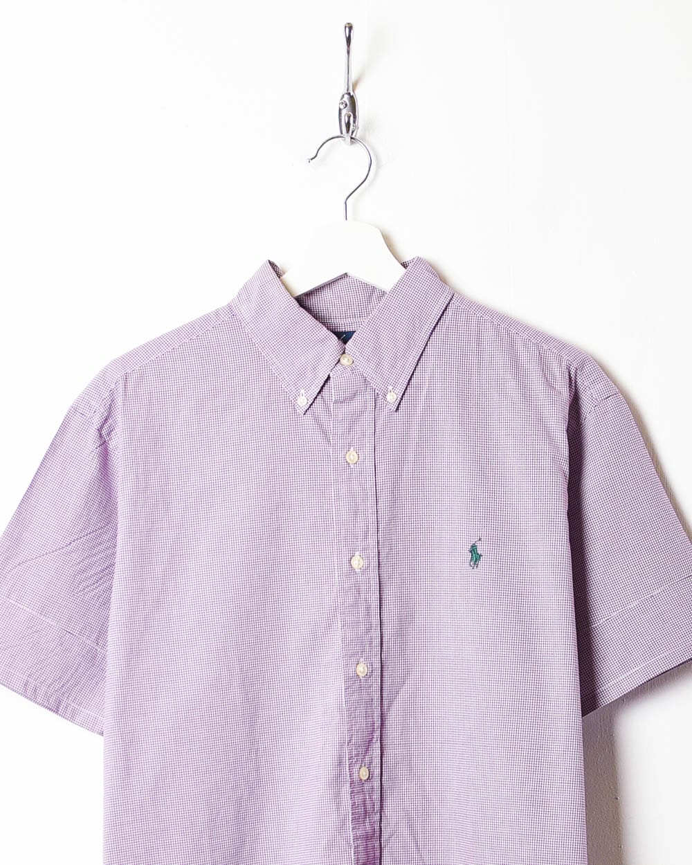 Purple Polo Ralph Lauren Checked Short Sleeved Shirt - Large