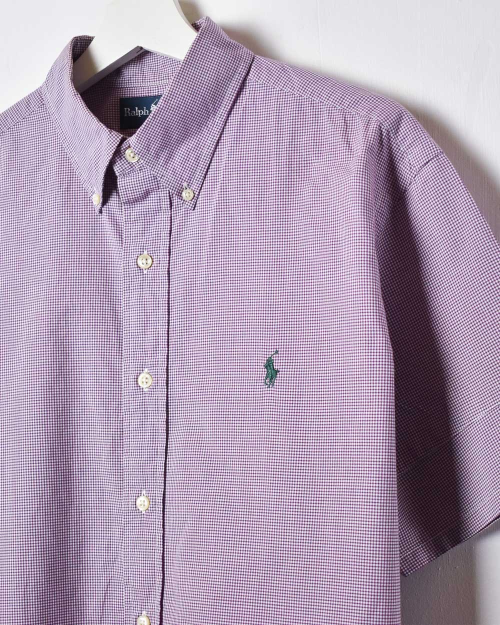 Purple Polo Ralph Lauren Checked Short Sleeved Shirt - Large