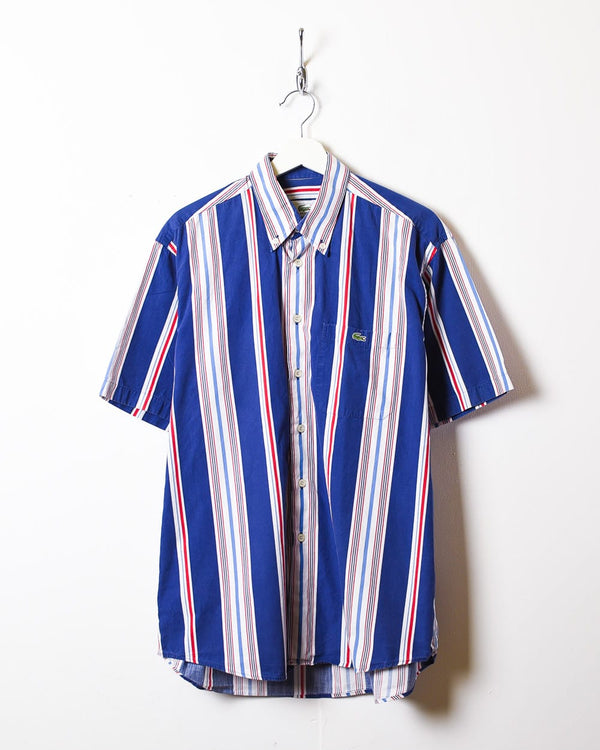 Blue Lacoste Striped Short Sleeved Shirt - Large