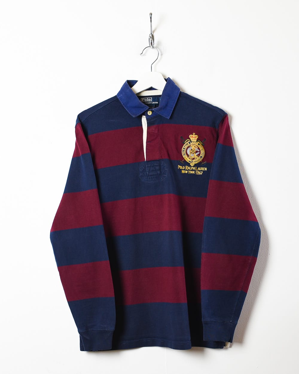 Navy Polo Ralph Lauren Striped Rugby Shirt - Medium
