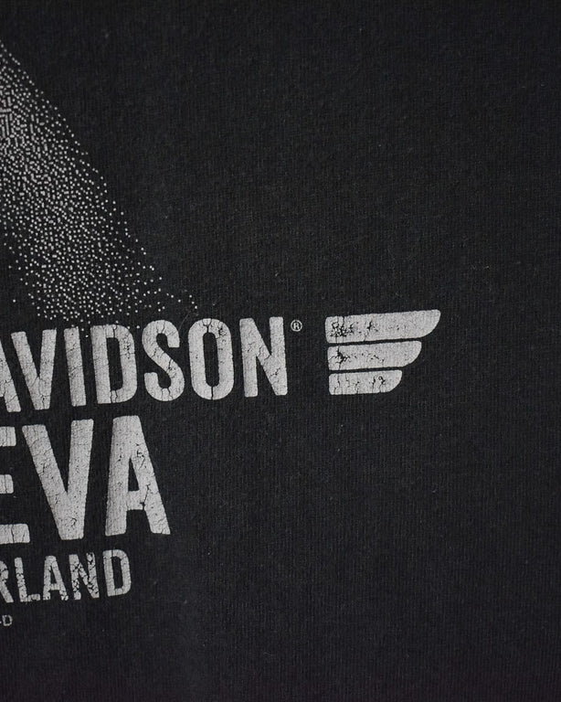 Black Harley Davidson Skull T-Shirt - Large