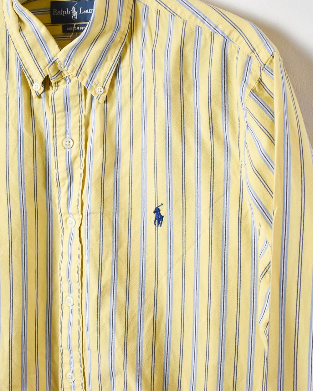 Yellow Polo Ralph Lauren Striped Shirt - Large