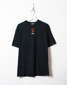 Black Reebok Wales Rugby Union Mock Neck T-Shirt - Large